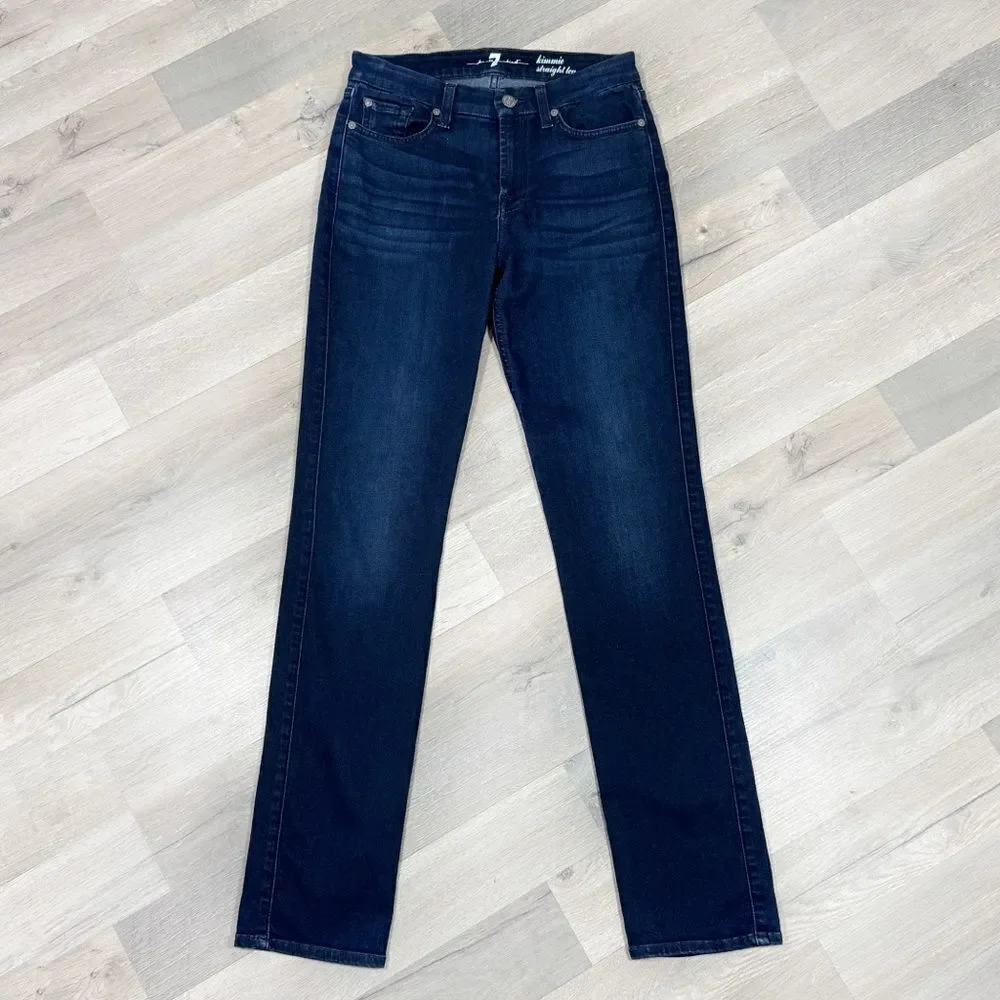 7 For All Mankind Kimmie Straight Leg Jeans Dark Blue 28 - Picture 4 of 14